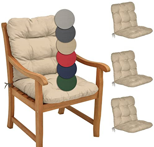 Beautissu 4er Set Niedriglehner Auflagen Set Flair NL Stuhlauflage 100x50x8cm Sitzkissen Niederlehner Gartenstühle Sitzauflagen Stuhlkissen Natur
