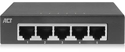 ACT Conmutador de Red de 5 Puertos, conmutador Gigabit Ethernet de 5 Puertos, LED de Puerto, 1000 Mbps LAN, Carcasa metálica AC4415