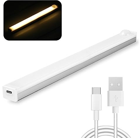 Vinmooog Luce Armadio LED notturna,l sottopensile con sensore di movimento, luci led 20CM 3Modalità barra sottopensile Per Camera Da Letto Corridoio (Colori caldi)