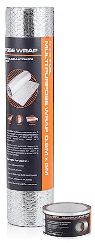 SuperFOIL Foil Insulation Roll and Aluminium Foil Tape Bubdle - 3-in-1 Sustainable Thermal Insulation Reflective Radiant Barrier & Vapour Barrier (Silver, 0.6m x 5m)