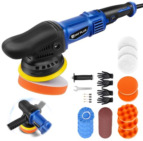 DA Polisher Dual Action Car Polisher, Portable Electric Polisher Kit Rotary Car Polishers, Rotary Orbital Polishing Machine, 6 Variable Speed & 2800-5800 RPM, 120mm Base, Ideal for Car Home DIY