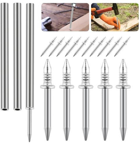 Lot de 300 clous de plinthe à double tête sans couture pour plinthe, clous à double tête sans trace, vis de sécurité invisibles pour clous de meubles en bois, avec 3 outil de manchon