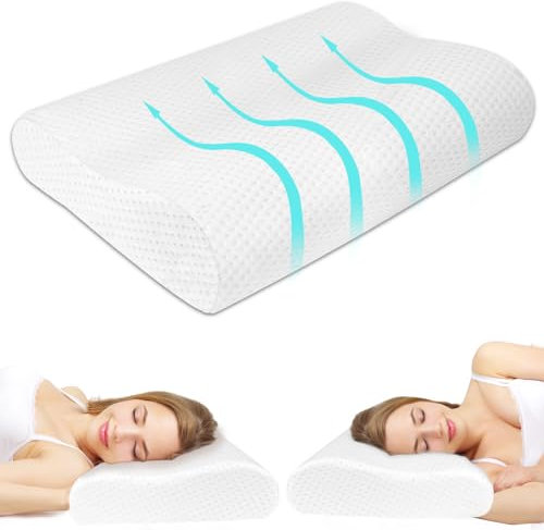 Ainiv Almohada Viscoelastica, Almohada Cervicales y Cuello, Almohada Cervical Ortopédica Ergonómica, Almohada Dormir de Lado, Almohadas Transpirables para Dormir de Lado/Boca Abajo