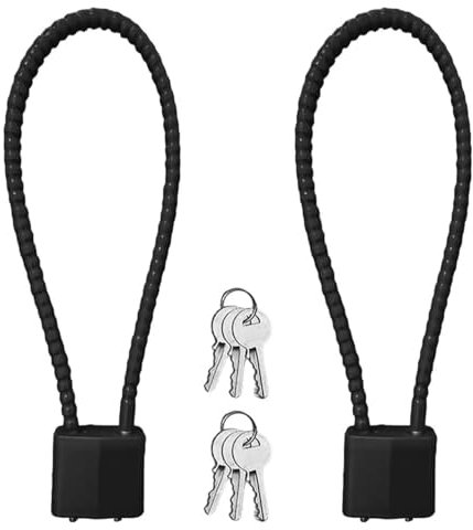 Lot de 2 cadenas à câble avec clé, cadenas robuste avec longue anse et 4 clés, plus grand espace de fermeture, pour valise, portail, vélo, garage, salle de sport, casier