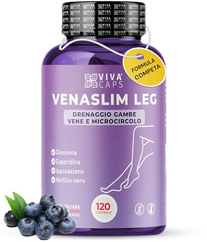 Drenante gambe gonfie con diosmina esperidina alto dosaggio, Integratore alimentare per circolazione gambe, ideale per Gonfiore, cellulite e ritenzione idrica gambe - 120Cps