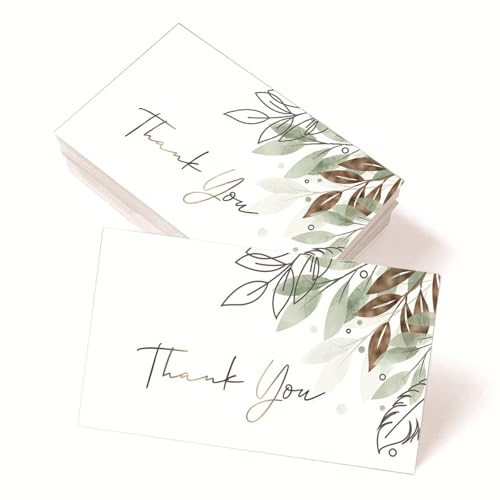 HSYTEK Tarjetas de agradecimiento, tarjetas de agradecimiento para todas las ocasiones, paquete de 50 unidades, 9 x 5 cm, tarjeta de agradecimiento, tarjeta de agradecimiento, tarjeta de