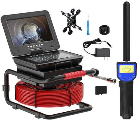 Telecamera Di Ispezione Tubi HD 1080P,Videoispezione Per Tubazioni Dotato Di Tastiera,10 Endoscopio Telecamera HD Con Funzione Di Autolivellante E Trasmettitore 512h(Size:50 M/164 FT,Color:5MM Cable)