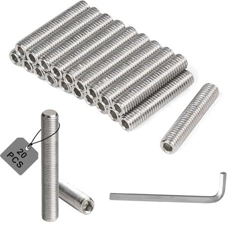 MIGUBIGU 20 Pcs Perni Filettati in Acciaio Inox M8 x 50 mm con Chiave a Brugola, Barra Filettata, Asta Filettata, Viti Senza Testa DIN 975 per l'Assemblaggio di Mobili e Industriale