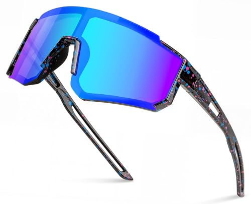 YEAMLTE Lunette de Soleil Enfant, Lunette Soleil Sport Enfant, Lunette Velo Enfants, Protection UV400 pour Garçons et Filles pour Sports de Plein Air, Cyclisme, Tennis, Course à Pied (Noir)