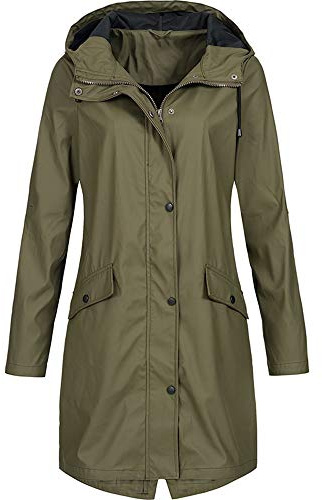 Veste longue imperméable pour femme, veste de pluie légère pour dames avec capuche et poches, veste anti-vent à couverture complète pour la marche, veste longue pour l'extérieur pour la randonnée