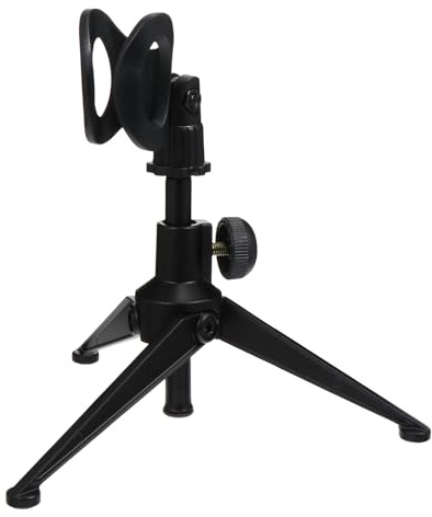 MUELODSIC Soporte De Micrófono Ajustable Con Trípode De Metal Plegable Y Giratorio 360° Base Estable Para Micrófono De Mano Portátil Para Grabación En Casa Y Eventos