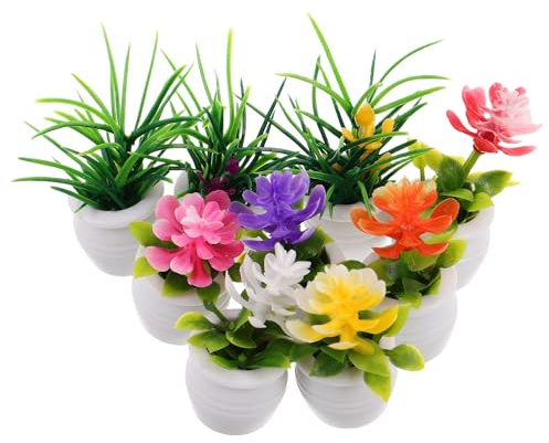 UKCOCO Ensemble De 9 Mini Plantes en Pot pour Maison De PoupéE Accessoires Miniatures Artificiels Et DéCorations De Jardin Miniature Polyvalentes Et sans Entretien
