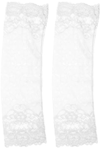 Ciieeo Manchons de Bras pour Femmes en Dentelle de Fleur Légère, Couvre-cicatrices et Tatouages, Protection Respirante pour Activités Sportives et Usage Quotidien, Blanc,