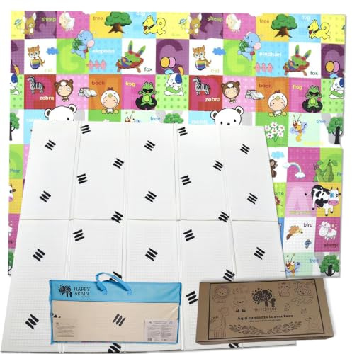 HappyBrain byYalia Tapete Bebé Acolchado XPE AltaDensidad 177x148,5cm | Sin tóxicos, antideslizante, impermeable, plegable. Incluye bolsa de transporte y caja de regalo