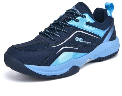 Professional Badminton Shoes Lightweight Cushioning Non-Slip Breathable Indoor Court Sports Trainers (Blue,6)