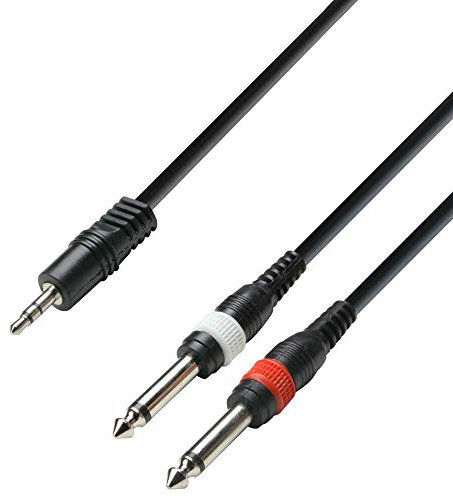 Adam Hall Cables 3 STAR YWPP 0100 - Câble Audio Mini-Jack 3,5 mm stéréo vers 2 x Jack 6,35 mm mono 1 m
