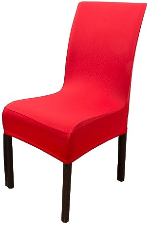 iEventStar 4 Pieces Spandex Stretch Washable Dining Room Chair Cover Chairs Protector Seat Slipcovers for All Seasons (Red, 4)