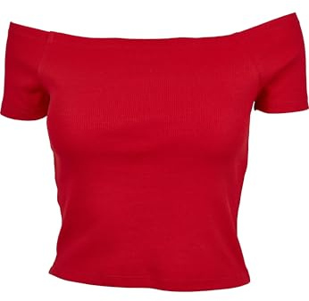 Urban Classics T-Shirt Court Épaules Dénudées Femme T-Shirt Manches Courtes Noir