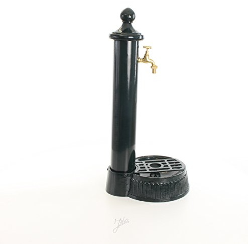 Moritz Garten Wasserhahn Brunnen mit Wasseranschluss Einlass 1/2 Zoll Nostalgie Standbrunnen Zapfstelle Dunkelgrün mit Zubehör 61,5 cm