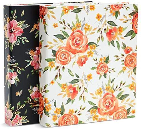 2 Pack Colorful Floral 3 Ring Binder with 1.5 Inch Rings, Decorative File Folder for Office Supplies, Planner, Portfolio, 250 Sheet Capacity (11.5 x 10.5 in)