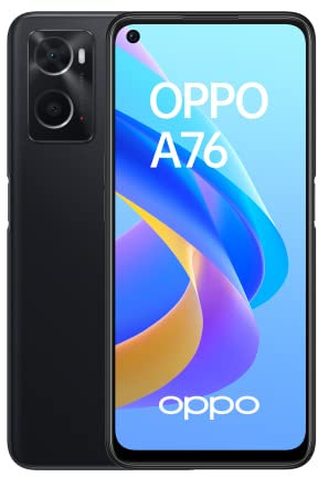 OPPO A76 - Smartphone 4G Débloqué, 4 Go RAM + 128 Go Extensible, Écran Confort 90Hz + Capteur Frontal 8 MP, Batterie 5000 mAh, Jusqu’à 2,5 Jours d’autonomie, Noir [version FR]
