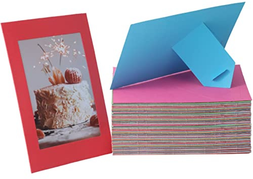 Litpoetic 100 Pack Standing Paper Picture Frames 4x6,Cardboard Photo Frame with Easel,Paper Photo Frame Cards,Gallery Frames Bulk For Christmas New Year Birthday Classroom DIY Craft, Rainbow