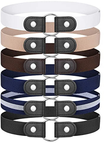 aurorayer 6 Pièces Ceinture Femme et Homme Ceinture Sans Boucle Élastique Invisible et Réglable pour Jeans, Pantalon et Robe