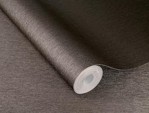 Rasch fibertapeter uni linjer struktur grå brun metallic 608625