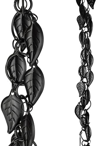 Monarch Rain Chains Aluminum Cascading Rain Chain, 8.5 ft Black Powder Coated Aluminum Decorative Rain Catcher Chain for Gutters, Aluminum Rain Gutter Replacement Downspout