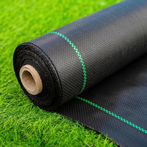 Vanver ogräsbarriär landskapstyg kraftigt, 90 ml premium trädgård ogräsblockeringstyg för ogräsbekämpning, marktäckning i plast med vävd ogräsduk, hållbart landskapstyg (1,8 m x 2,5 cm)