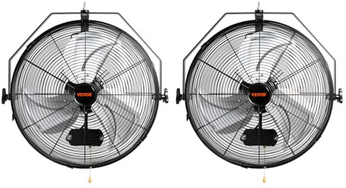 VEVOR 18 Inch Wall Mount Fan, Waterproof, 3-Speed, 4000 CFM, 2 Pack