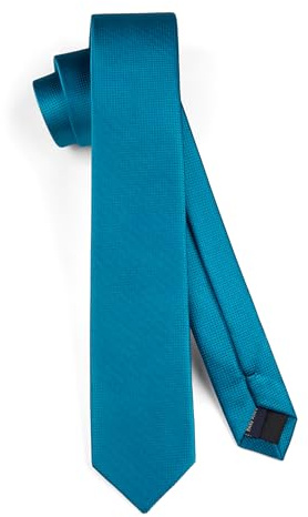 HISDERN Men's Tie Teal Skinny Neckties For Men Classic Silk Wedding Ties Formal Slim Necktie with Box (6cm)
