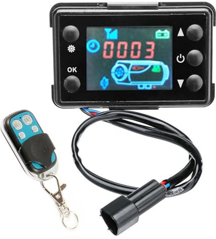 Inscrip LCD Switch Parking Heater Monitor, 12V/24V LCD Display Thermostat Monitor Switch + 4 Button Remote Controller, Universal For Car Truck Motorhome Diesel Air Heater Parts