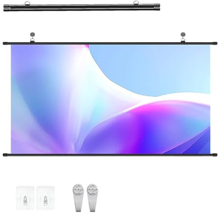 Schermo Di Rollo Manuale 4:3/16:9, 60 Pollici 72 Pollici Telo Proiettore Home Theater per Esterni Interni, Formato 16:9 4:3, Schermo per Proiezione Proiettore Home Cinema Schermo per Tende A Rullo(Whi