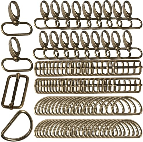 VOKABY 100 Piezas Hebillas Metalicas Kits,Incluidos 20 Piezas Giratorio Mosqueton,40 Piezas Anillo en D,40 Piezas Anillas Rectangulares