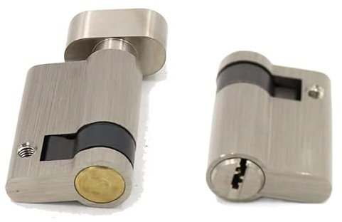 Security Brass Door Cylinder, Cylinder Lock,Front Door Lock, 1Pcs Invisible Door Lock Core Half Eccentric Lock Cylinder,with Knob,45mmx32MM,for Channel Lock Fire-Proof Door(with Knob)