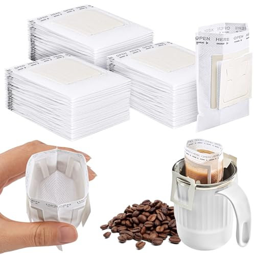 HOTUT Filtri per Caffè Da Campeggio Drip Coffee Bag, 120 Pezzi Drip Coffee Bag con Orecchio Appeso, Sacchetti Filtro per Caffè da Appendere, Filtro Portatile per la Maggior Parte Delle Tazze