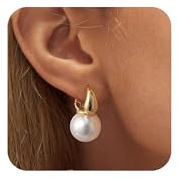 Tewiky Perlenohrringe für Damen – Zarte 14K vergoldete/925 Silber Hängeohrringe mit AAA+ Süßwasserperlen – Hochzeitsschmuck & Geschenk GD1A