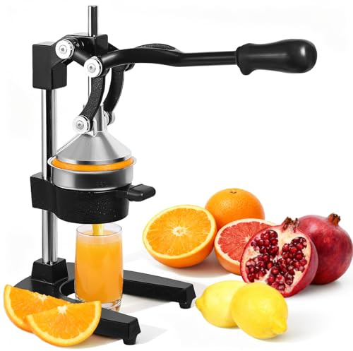 Professional Manual Juicer, Heavy Duty Cast Iron Juicer, Commercial Grade Citrus Juicer, Hand Press Fruit Juicer, for Fruits Citrus Orange Lemon Lime Pomegranate & Grapefruit, Pomegranate, And Apple
