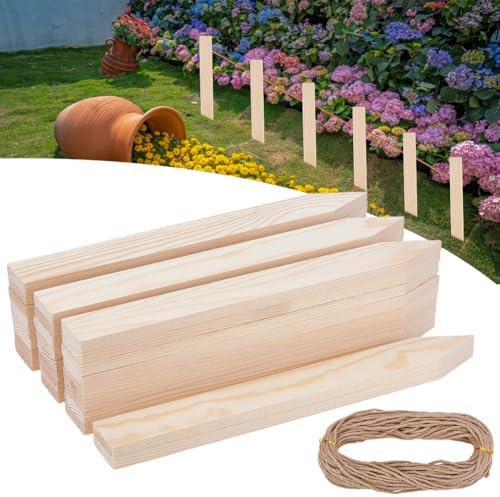 HOBBIESAY 50 estacas de madera para el jardín de 11,4 pulgadas para jardín y topografía, soportes para plantas de madera, valla de ranura, granja, líneas de base, estacas para bordes