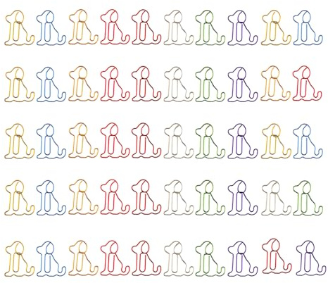 50 Pcs Trombones Fantaisie Forme Chien Mignon, Trombones Bureau Multicolores (Argent, Bleu, Violet, Rose, Jaune, Or, Vert, Rouge), Pince Papier Métal pour Fournitures Scolaires, Marque-Page Créatif