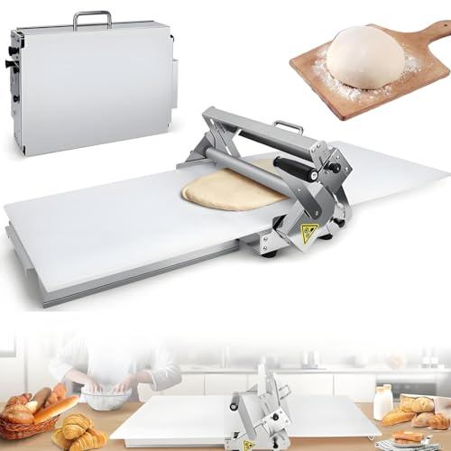 Manuell degpress, vikbar degpress i rostfritt stål (11,8/15,7), justerbar tjocklek, degpress för bänkskiva, för croissanter, hemmakök, små bagerier Type400