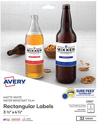 Avery Printable Blank Rectangle Labels, 3.5 x 4.75, White, 32 Customizable Labels (22827)