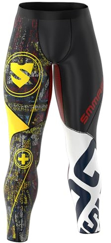 SMMASH Graffiti Sport Långa Leggings för Män, Herr Kompression Löpning Leggings, Träning sporttights, funktionsunderbyxor, Gym, OCR, Andas och Lätt, Antibakteriellt material, Tillverkad i EU (XXL)