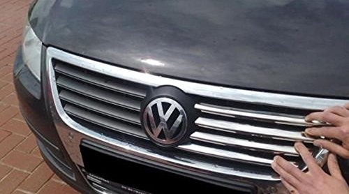 RECAMBO | Parrilla frontal | compatible para Passat 3 C B6 | 2005-2010 | Listones acero inoxidable cromado | Embellecedor protector de radiador