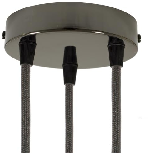 creative cables Kit rosone per lampadario da soffitto (serracavo conico, metallo nero perla, Ø 120 mm, 3 fori) – Fissaggio a staffa per lampadari e sospensioni multiple