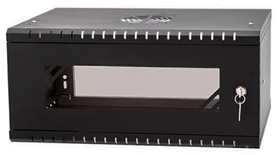 Stalflex Rackskåp, 4U, 450 mm, glasdörr, svart RC19-4U-450 GB