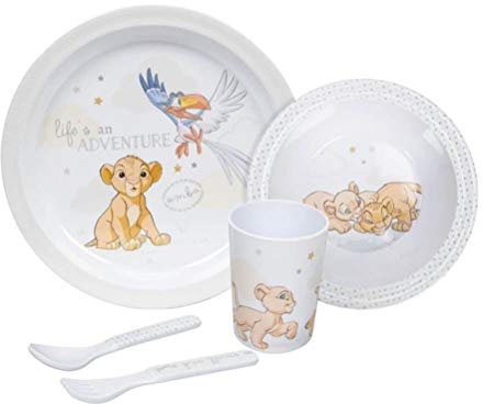 Disney Simba Lion King Dinner Gift Set 5 Piece Melamine Plate, Bowl Cutlery & Cup