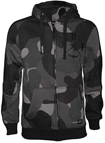 ROCK-IT Apparel Chaqueta con Capucha para Hombres Camuflaje Noche - Sudadera Urbana Estilo Callejero con Vellón Dentro, Cremallera S-5XL