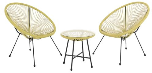 SVITA Bali Balkon-Möbel 3-TLG. Polyrattan Lounge-Set Balkon-Set Gelb